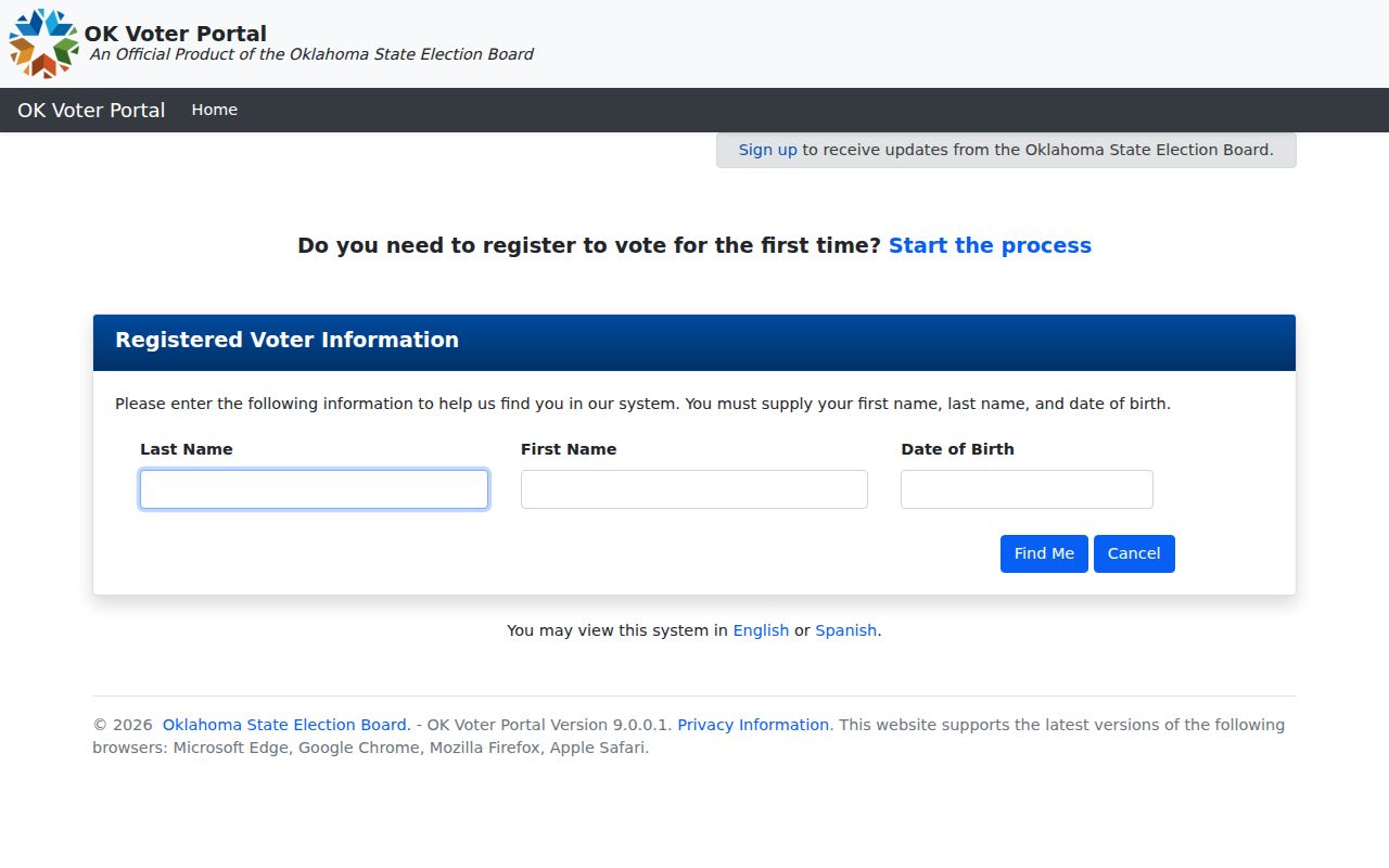 Stillwater residents directory Oklahoma voter portal sign-in form
