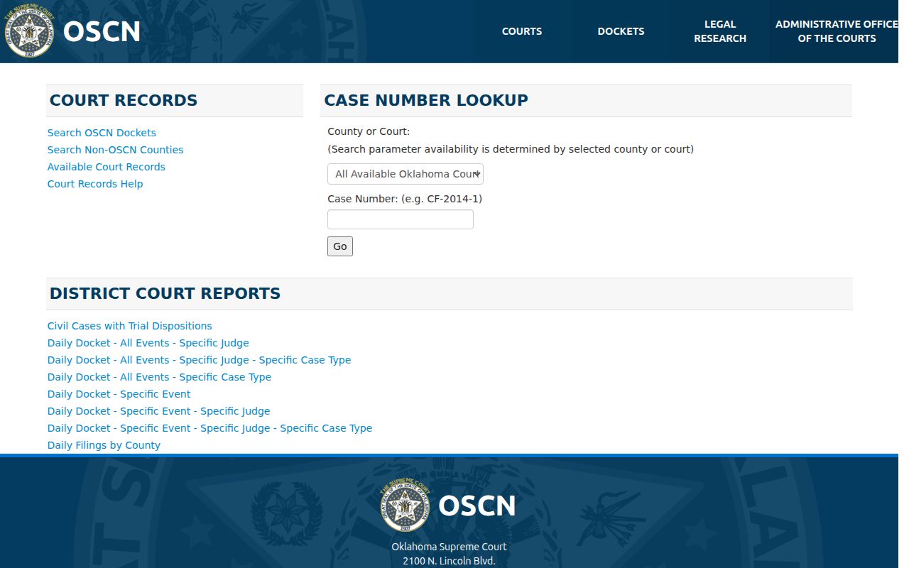 Stillwater residents directory OSCN docket search gateway