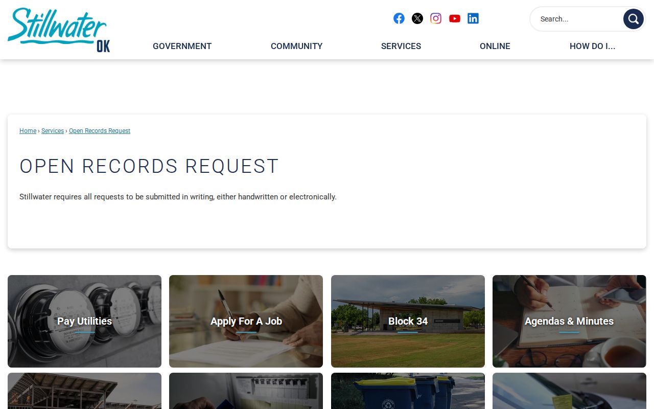 Stillwater residents directory City open records request page