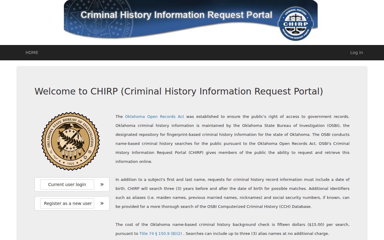 Stillwater resident lookup OSBI CHIRP search gateway