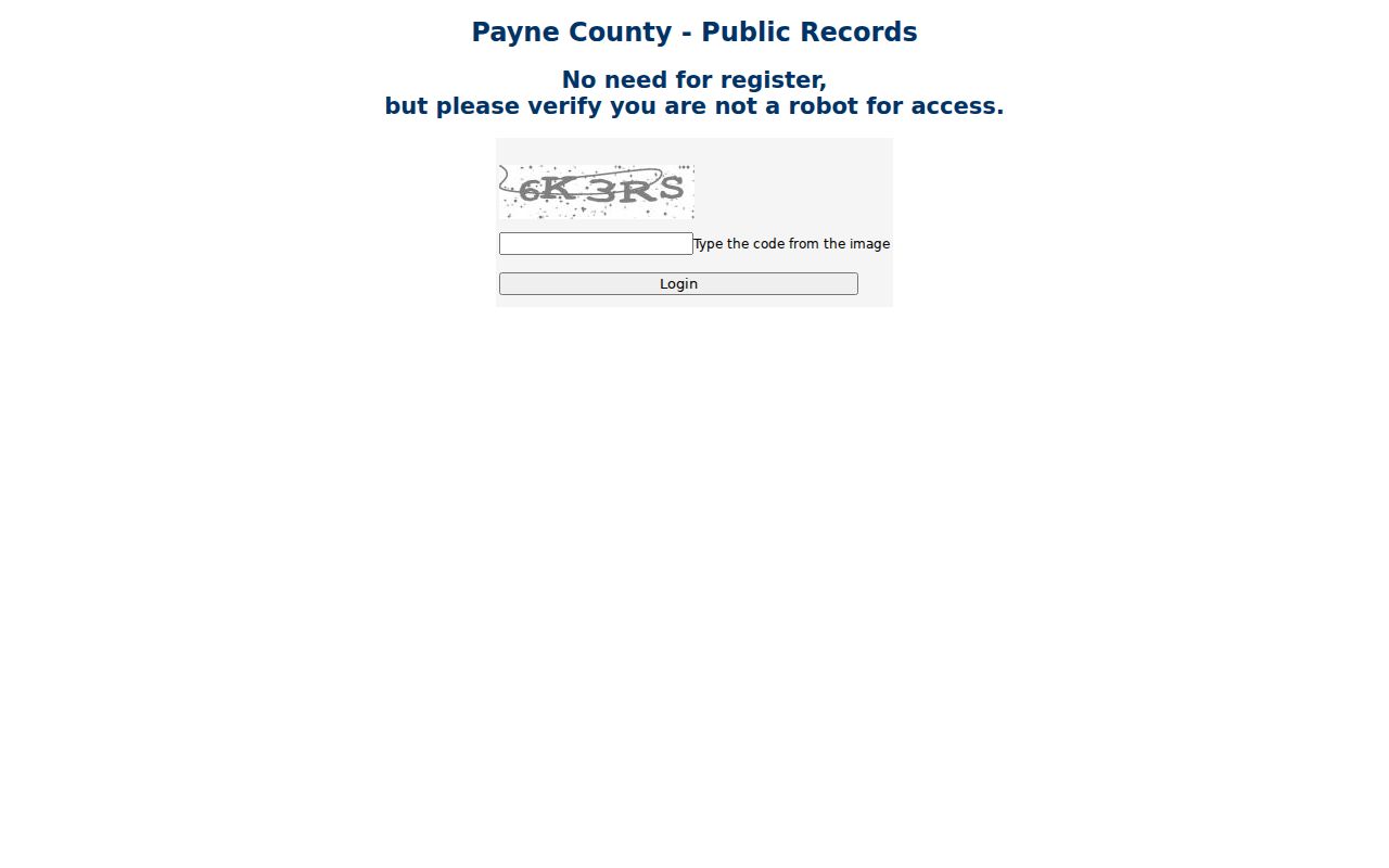 Stillwater previous residents County Clerk recorded-land login with CAPTCHA
